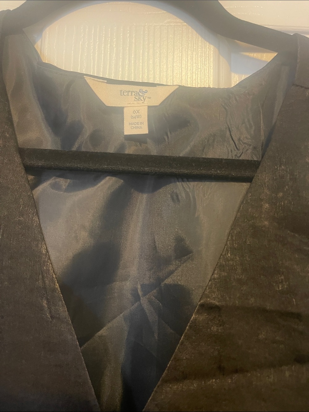 Terra & Sky Black V-Neck Satin-Lined Vest